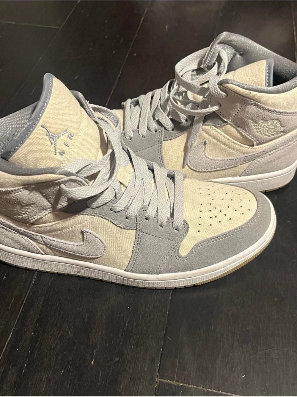 Jordan Mid-Top Sneakers in Light Gray & Cream